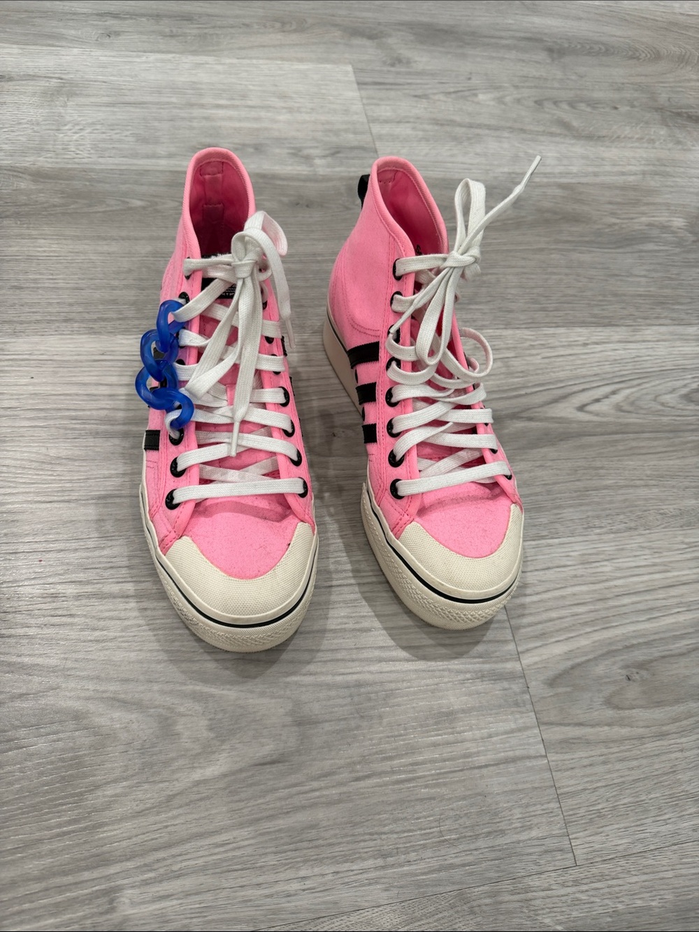 Hello Kitty Pink High-Top Adidas Sneakers with White Trim - LIMITED EDITION